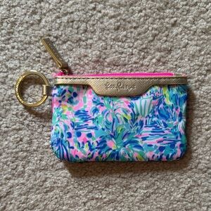 Lilly Pulitzer Blue Pink Green Floral ID Pouch